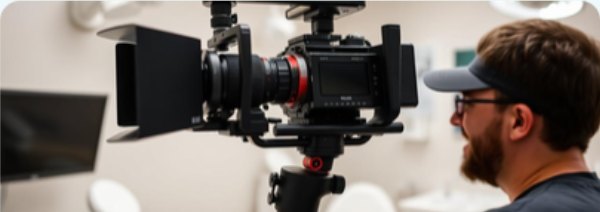 Videographer filming inside a dental practice