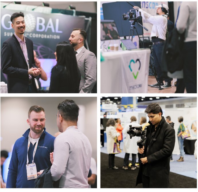 MediaNV team meeting attendees at conference booths