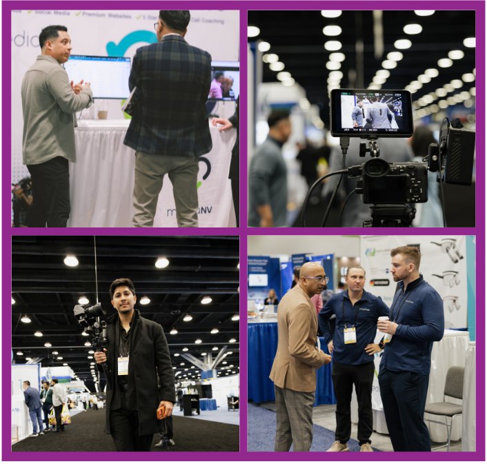 MediaNV team filming and presenting on the trade show floor