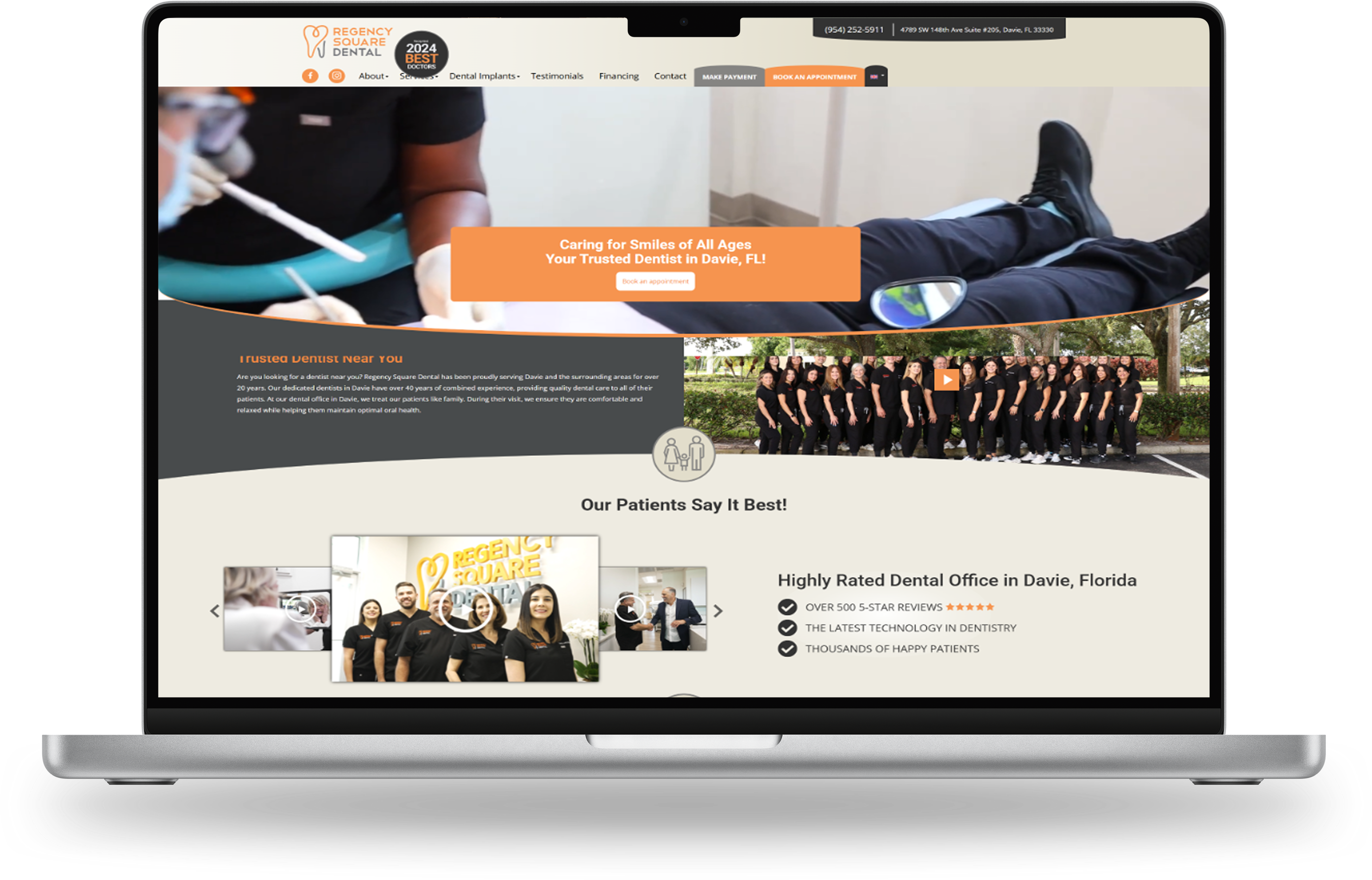 Regency Square Dental website on a laptop
